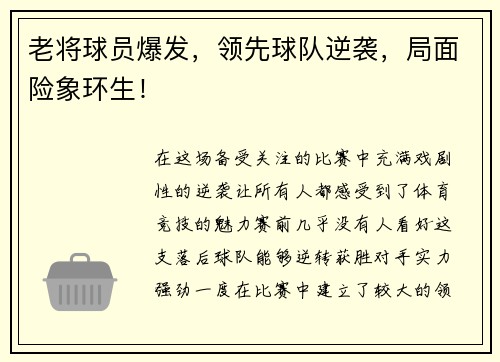 老将球员爆发，领先球队逆袭，局面险象环生！